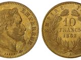 une pièce d'or à l'effigie d'une femme de profil
