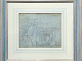 an image of a painting of a castle in a frame on a wall