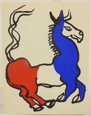 une image représentant un tableau où l'on voit deux chevaux galoper dans la même direction