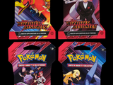 trois paquets de cartes à collectionner pokemon sont représentés sur un fond noir