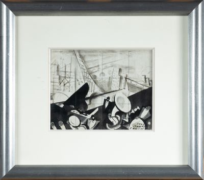 une image représentant un dessin en noir et blanc d'un bateau sur l'eau