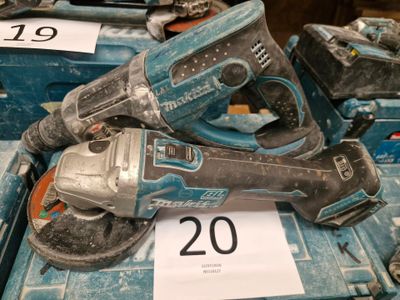 une perceuse sans fil et une ponceuse sans fil exposées