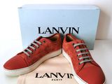 Baskets Lanvin pour homme en daim rouge avec semelles blanches