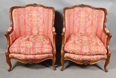 pair of 19th century french louis xv style fauteure armchairs