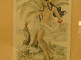 painting of a woman in a white dress with a cat in her lap