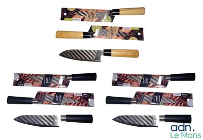 five different types of knives on a white background
