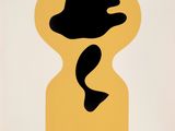 an image of a black and yellow silhouette of a person ' s head