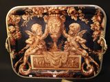 a tray with a picture of cherensils and cherensils on it