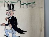 a drawing of a man with a cane and a top hat
