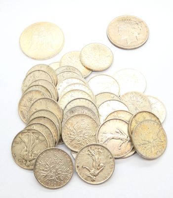 Lot de pièces en argent: 1 x 50 francs Hercule, 37 x 5 franc… - Photo 1