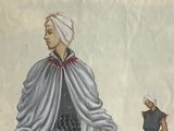 une peinture représentant un homme et une femme debout l'un à côté de l'autre