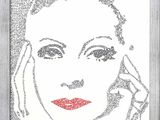 framed picture of a woman ' s face with a red lipstick on it