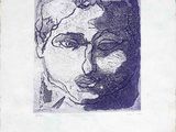 dessin représentant le visage d'une femme sur une feuille de papier