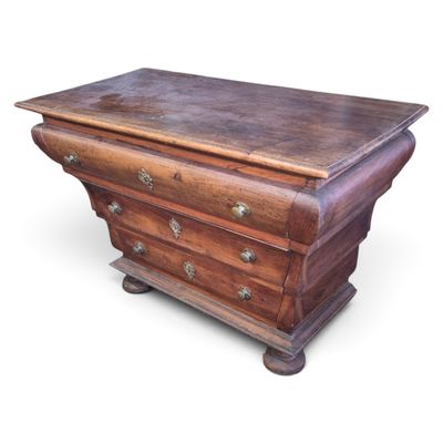 an old wooden chest of drawers on a white background