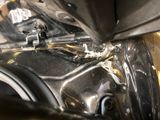 a close up of a motorcycle that has been damaged