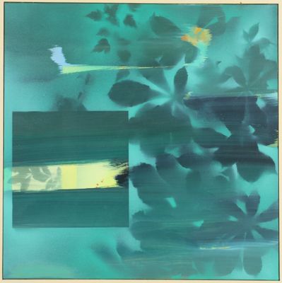 an image of a painting of a bunch of birds flying over a body of water