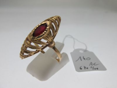 bague "marquise" monture or rose bas-titre 670°/°° ajourée… - Photo 1