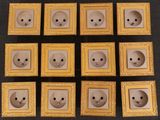 six cadres carrés sur lesquels figurent une photo de chat et un visage de chat