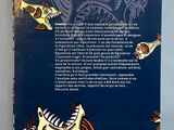 the back cover of a book with illustrations of fish and birds on it