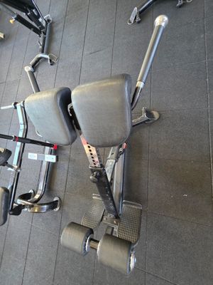 an overhead view of a gym equipment set up on the floor