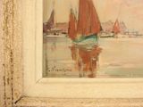 a painting of a sailboat in the water