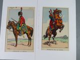 two pictures of men riding horses on the same page