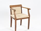 an image of a wooden chair with a beige upholstered seat