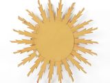 yellow sunburst on a white surface with a white background