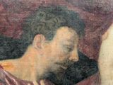 a painting of a man holding a knife in his hand