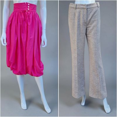 trois vues différentes d'un pantalon et d'un haut pour femme