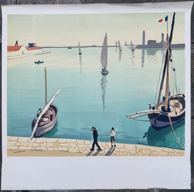 une image d'une peinture de bateaux dans l'eau