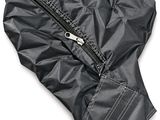 a close up of a black jacket with a zipper on it