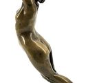 statue of a woman sitting on a rock on a white background
