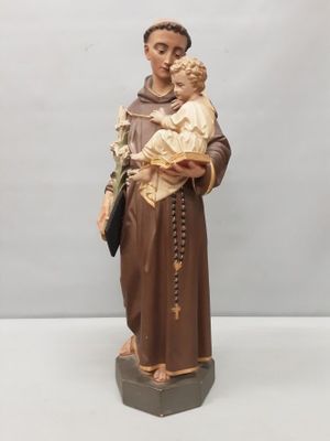 "St Antoine de Padoue". Sujet en plâtre peint.