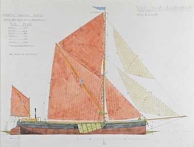 Ecole anglaise du XXe siècle Barge à voile.