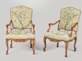 pair of 19th century french armchairs with needled flowers