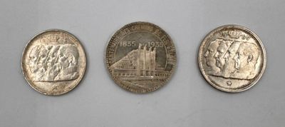 60. Lot de trois pièces belges en argent : - Photo 1