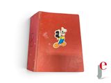 disney mickey mouse pin on a red box with a white background