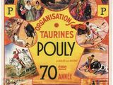 an old poster advertising a circus show with a bull and other animals