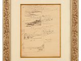 un dessin encadré représentant un avion sur une feuille de papier