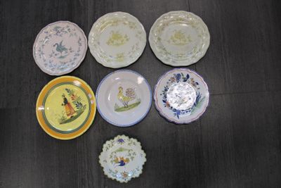 Lot d'assiettes, décor d'oiseaux, Henriot QUIMPER, TOLOSANE