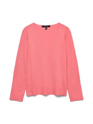 VERO MODA - Pull maille fine - Col V - Rose Corail - Taille …