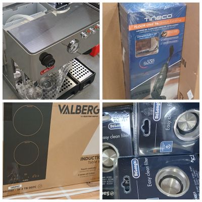 plusieurs photos de différents types d'appareils électroménagers et d'appareils emballés dans une boîte