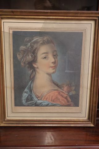 Estampe d’après BOUCHER « portrait » 44 X 36