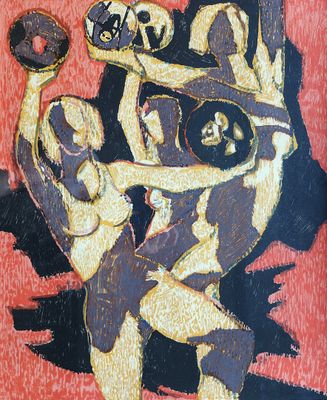 a painting of a baseball player throwing a ball