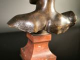 bronze bust of a young man on a pedestal with a name engraved on it
