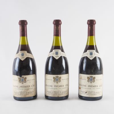 trois bouteilles de vin sont alignées sur une surface blanche