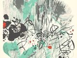 an image of a painting with black and green paint on a white background