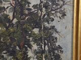 an image of a painting of a tree with a bird perched on it ' s branch