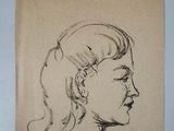 drawing of a woman ' s profile in profile with her eyes closed